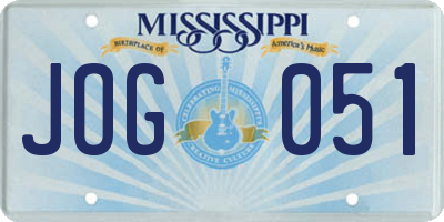 MS license plate JOG051