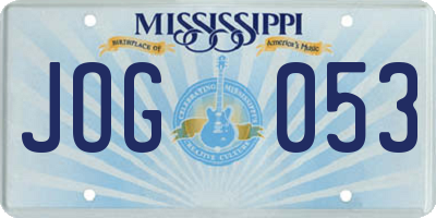 MS license plate JOG053