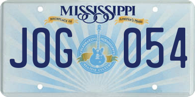 MS license plate JOG054