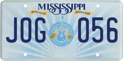 MS license plate JOG056