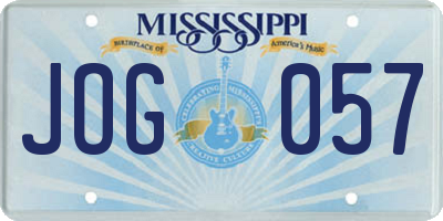 MS license plate JOG057