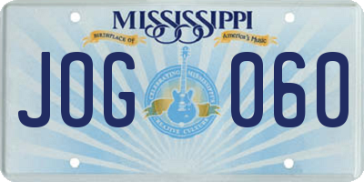 MS license plate JOG060