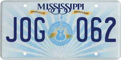 MS license plate JOG062