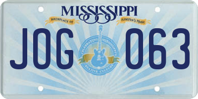 MS license plate JOG063
