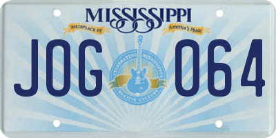 MS license plate JOG064