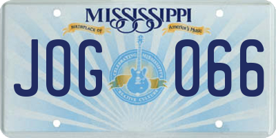 MS license plate JOG066