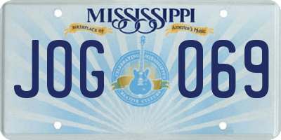 MS license plate JOG069