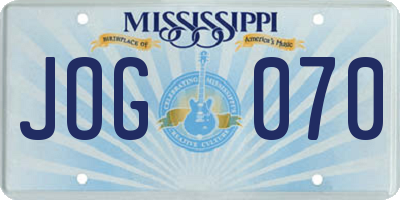 MS license plate JOG070