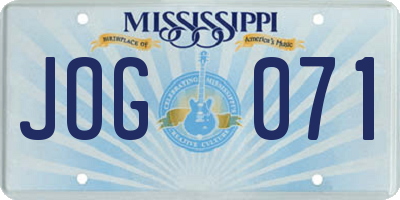 MS license plate JOG071