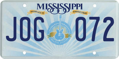 MS license plate JOG072