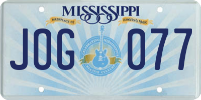 MS license plate JOG077