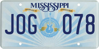 MS license plate JOG078