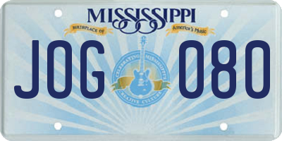 MS license plate JOG080