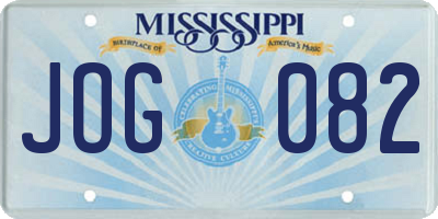 MS license plate JOG082