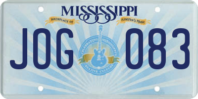 MS license plate JOG083