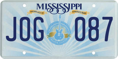 MS license plate JOG087