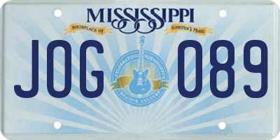 MS license plate JOG089