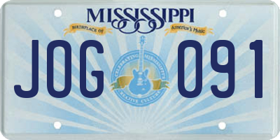 MS license plate JOG091