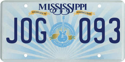 MS license plate JOG093