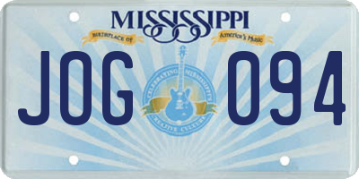 MS license plate JOG094