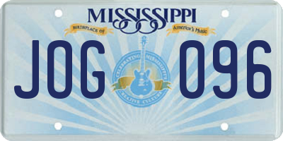 MS license plate JOG096