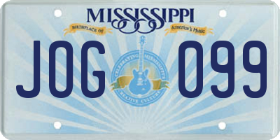 MS license plate JOG099