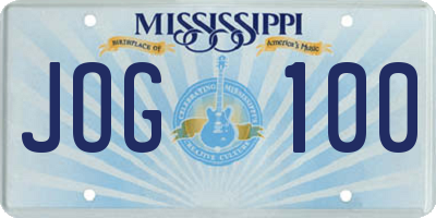 MS license plate JOG100