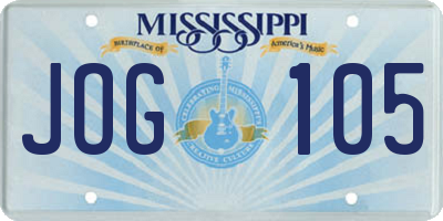 MS license plate JOG105