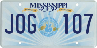MS license plate JOG107