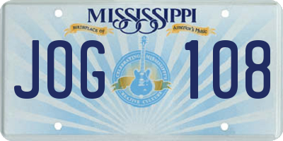 MS license plate JOG108