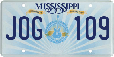 MS license plate JOG109