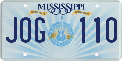 MS license plate JOG110