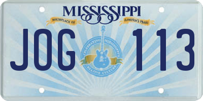 MS license plate JOG113