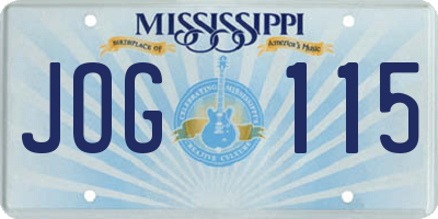 MS license plate JOG115