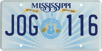 MS license plate JOG116