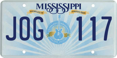 MS license plate JOG117