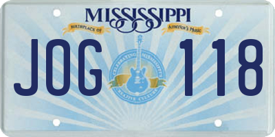 MS license plate JOG118