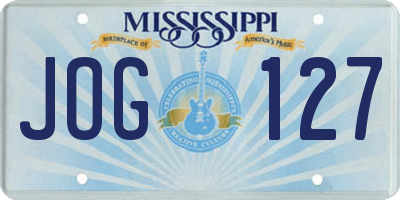 MS license plate JOG127