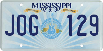 MS license plate JOG129