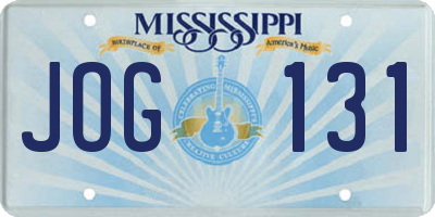 MS license plate JOG131