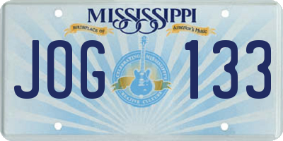 MS license plate JOG133