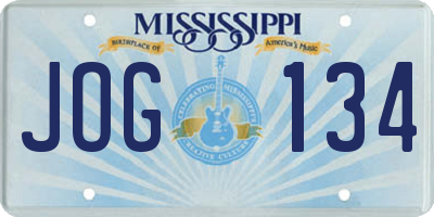 MS license plate JOG134