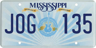 MS license plate JOG135