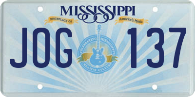 MS license plate JOG137