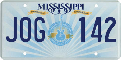 MS license plate JOG142