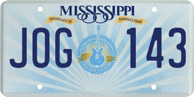 MS license plate JOG143