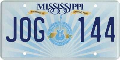 MS license plate JOG144