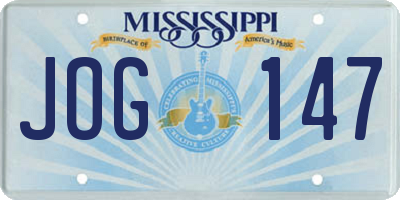 MS license plate JOG147