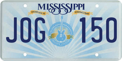 MS license plate JOG150