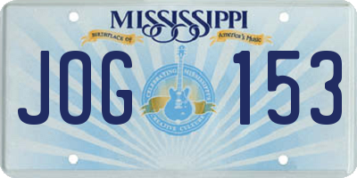 MS license plate JOG153